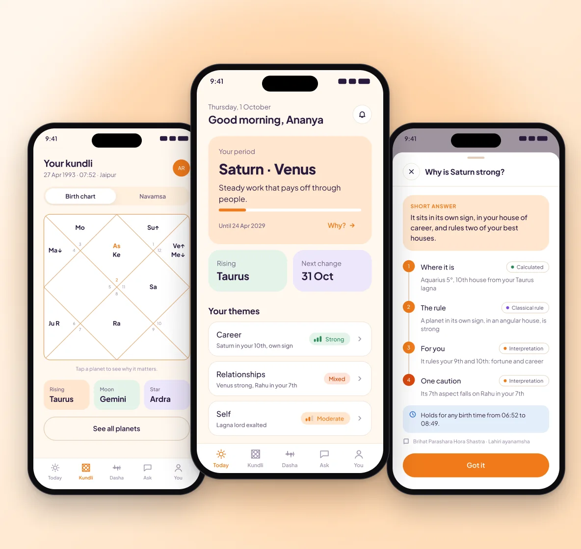 AstroAI — key screens