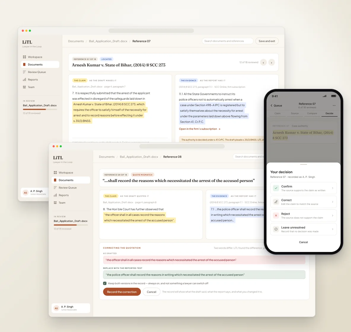 LiTL — key screens